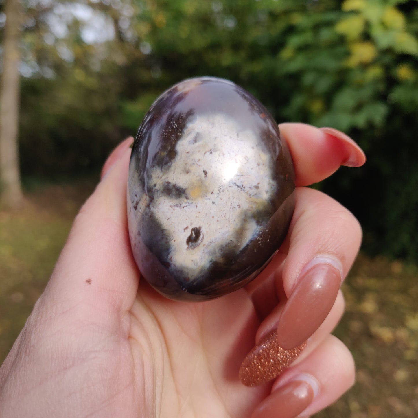 Violet Flame Agate Palm Stone (#7)