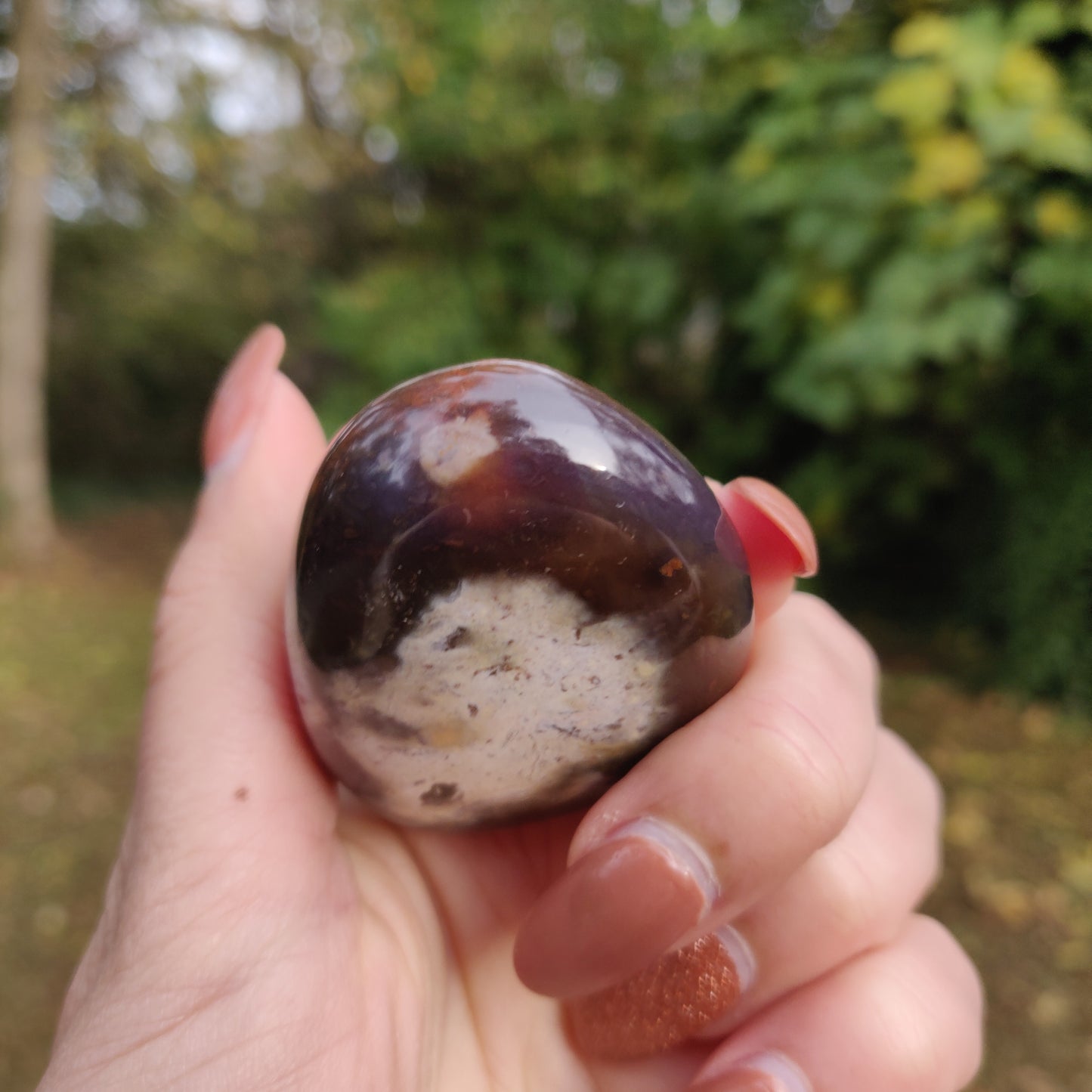 Violet Flame Agate Palm Stone (#7)