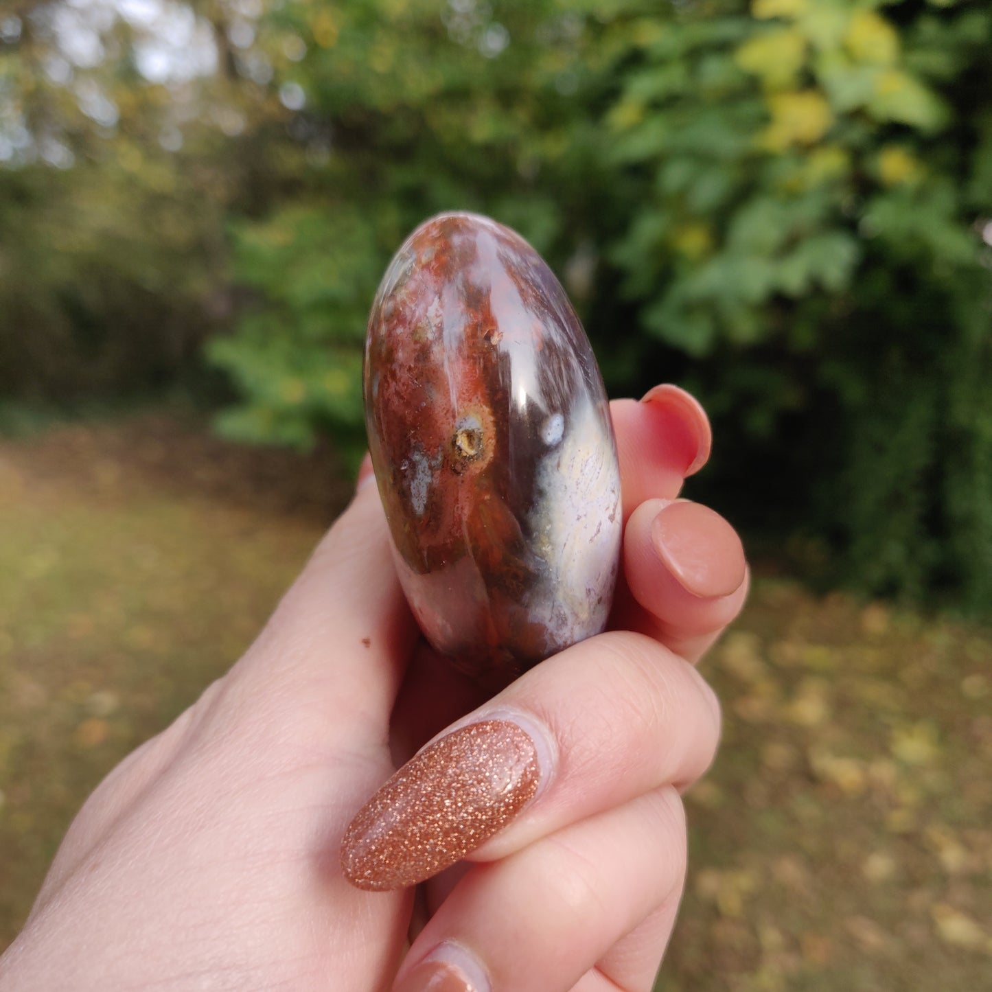 Violet Flame Agate Palm Stone (#7)