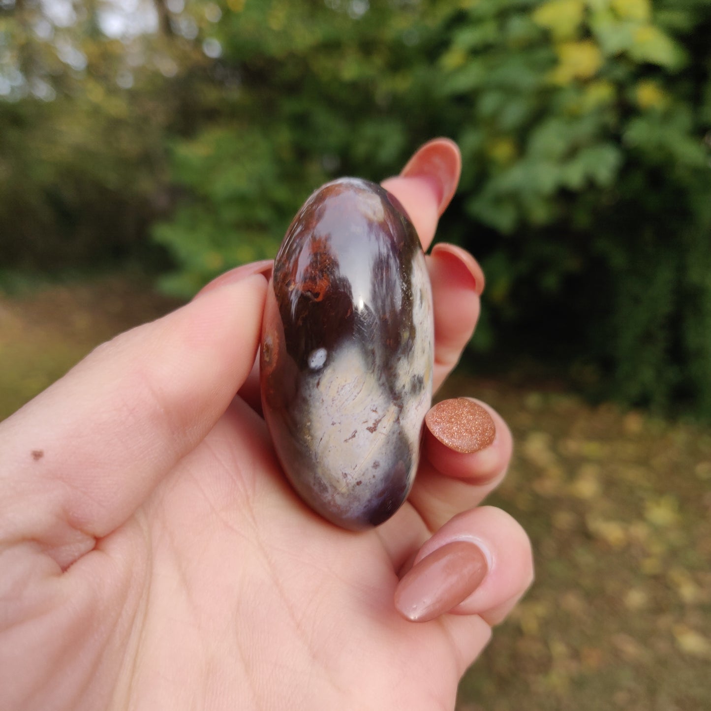 Violet Flame Agate Palm Stone (#7)