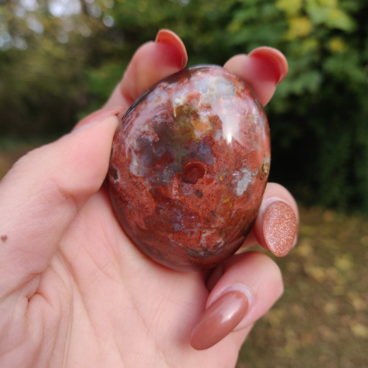 Violet Flame Agate Palm Stone (#7)