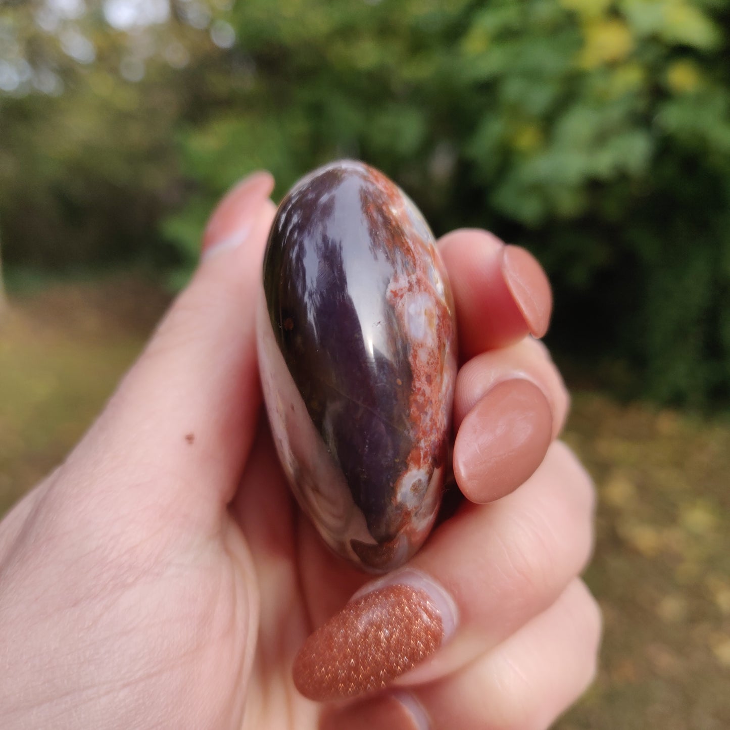 Violet Flame Agate Palm Stone (#7)