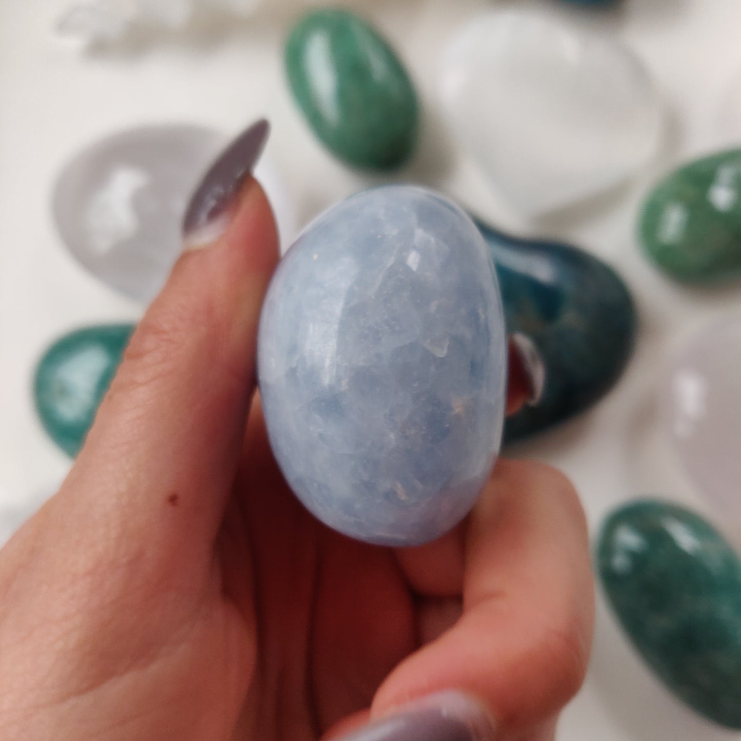 Blue Calcite Palm Stone (#4)
