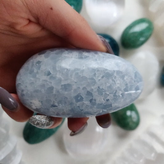 Blue Calcite Palm Stone (#5)