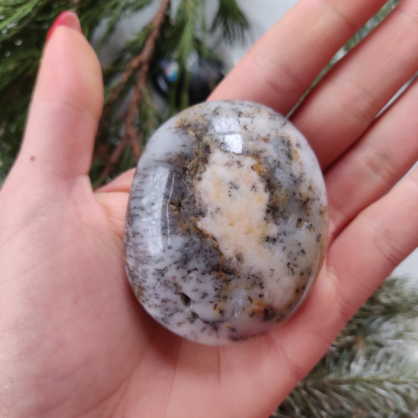 Dendritic Opal Palm Stone (#19)