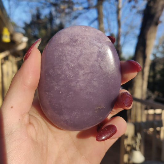 Lepidolite Palm Stone (#9)
