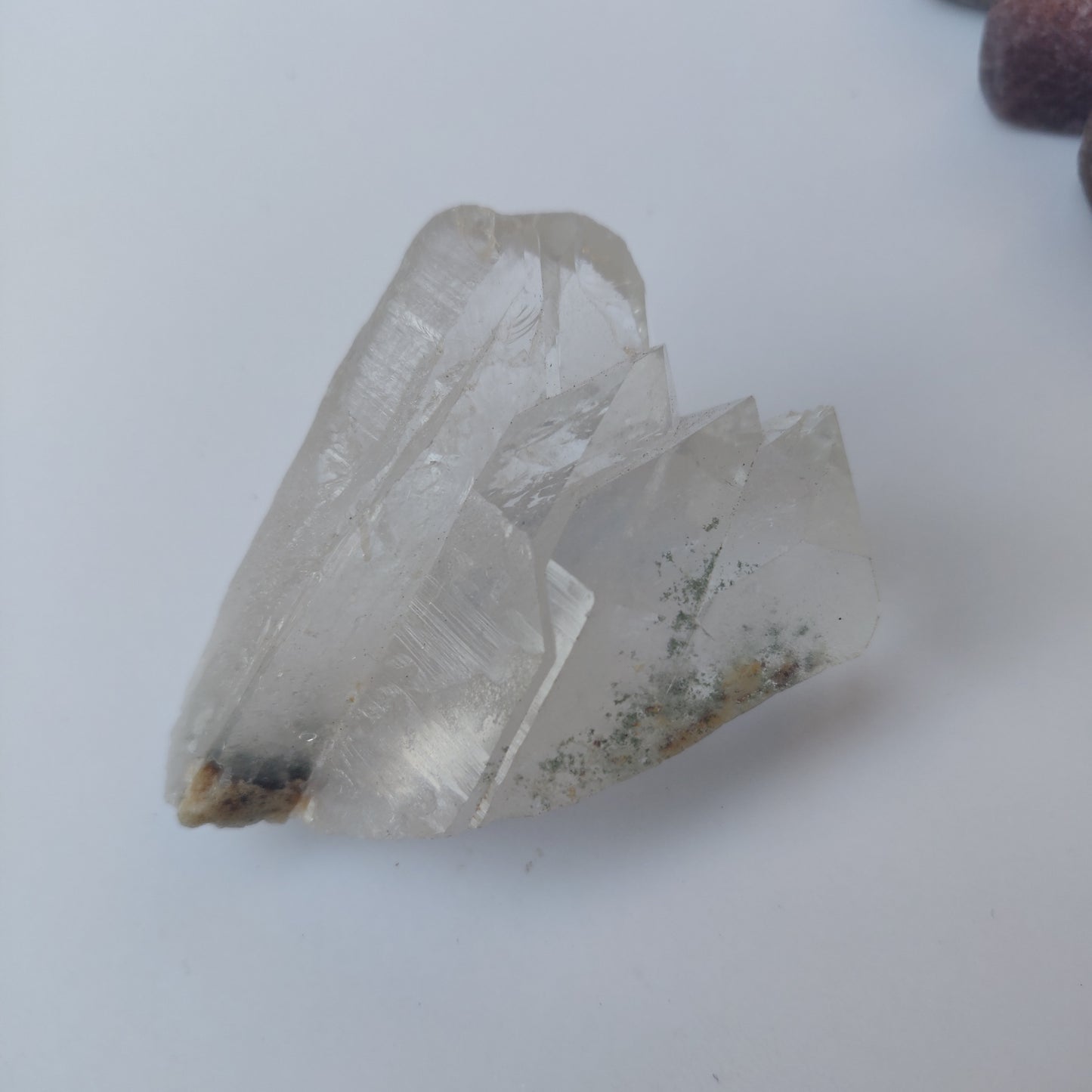 Raw Clear Quartz Cluster with Green Chlorite Inclusions (#A3)