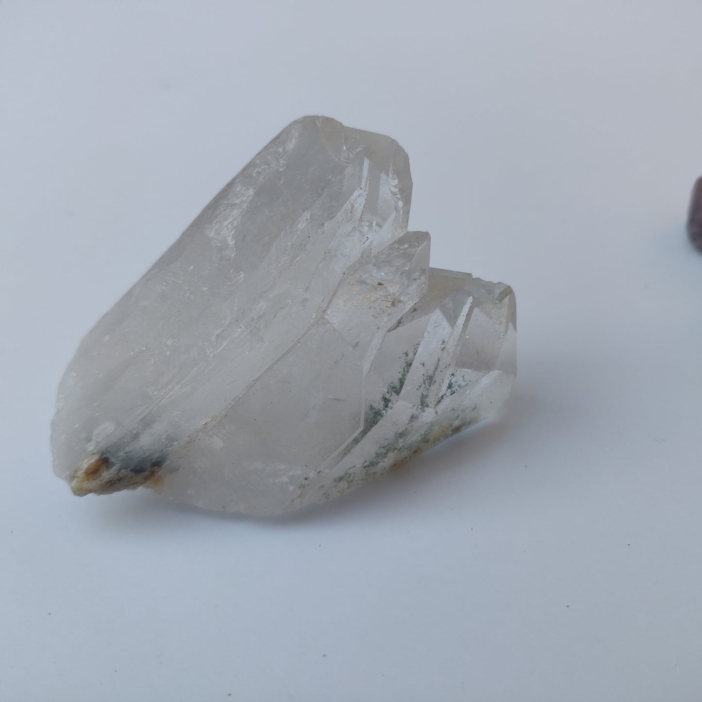 Raw Clear Quartz Cluster with Green Chlorite Inclusions (#A3)