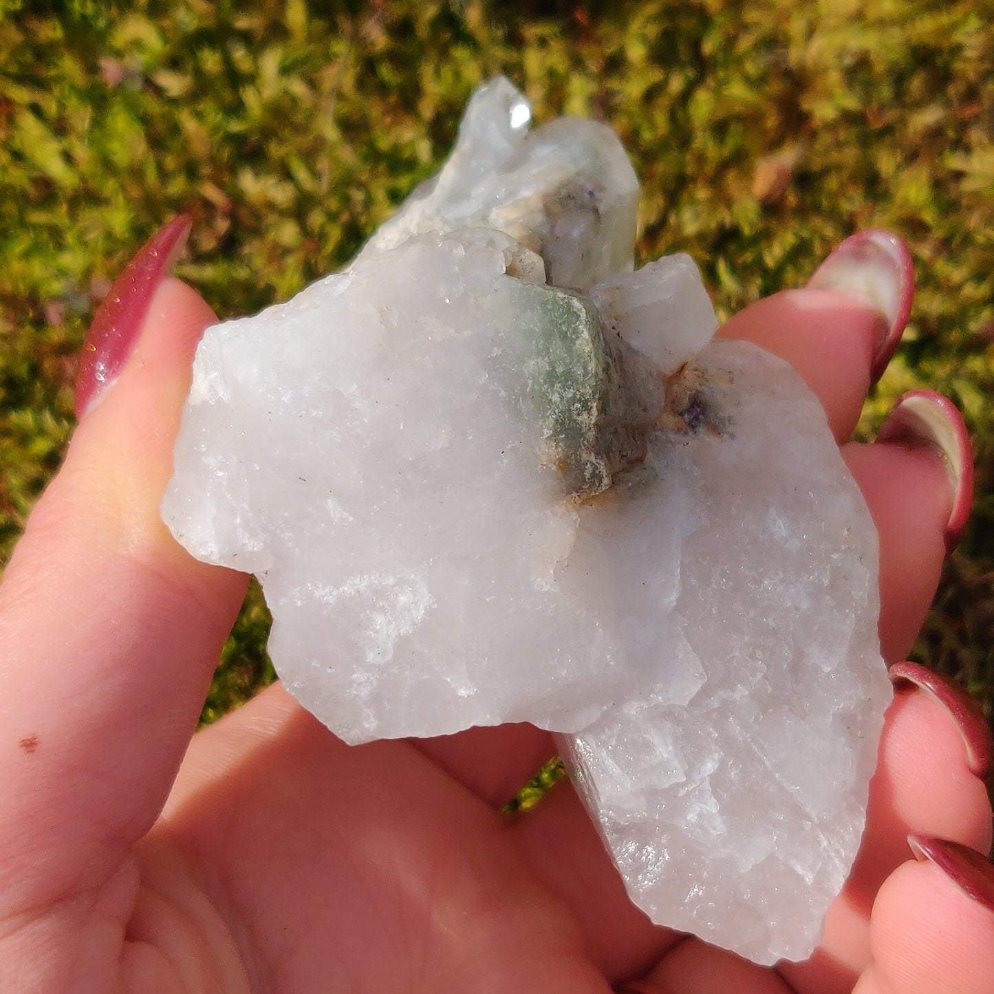 Raw Clear Quartz Cluster with Green Chlorite Inclusions (#A2)