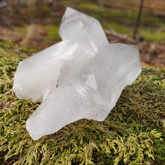 Raw Clear Quartz Cluster with Green Chlorite Inclusions (#A1)