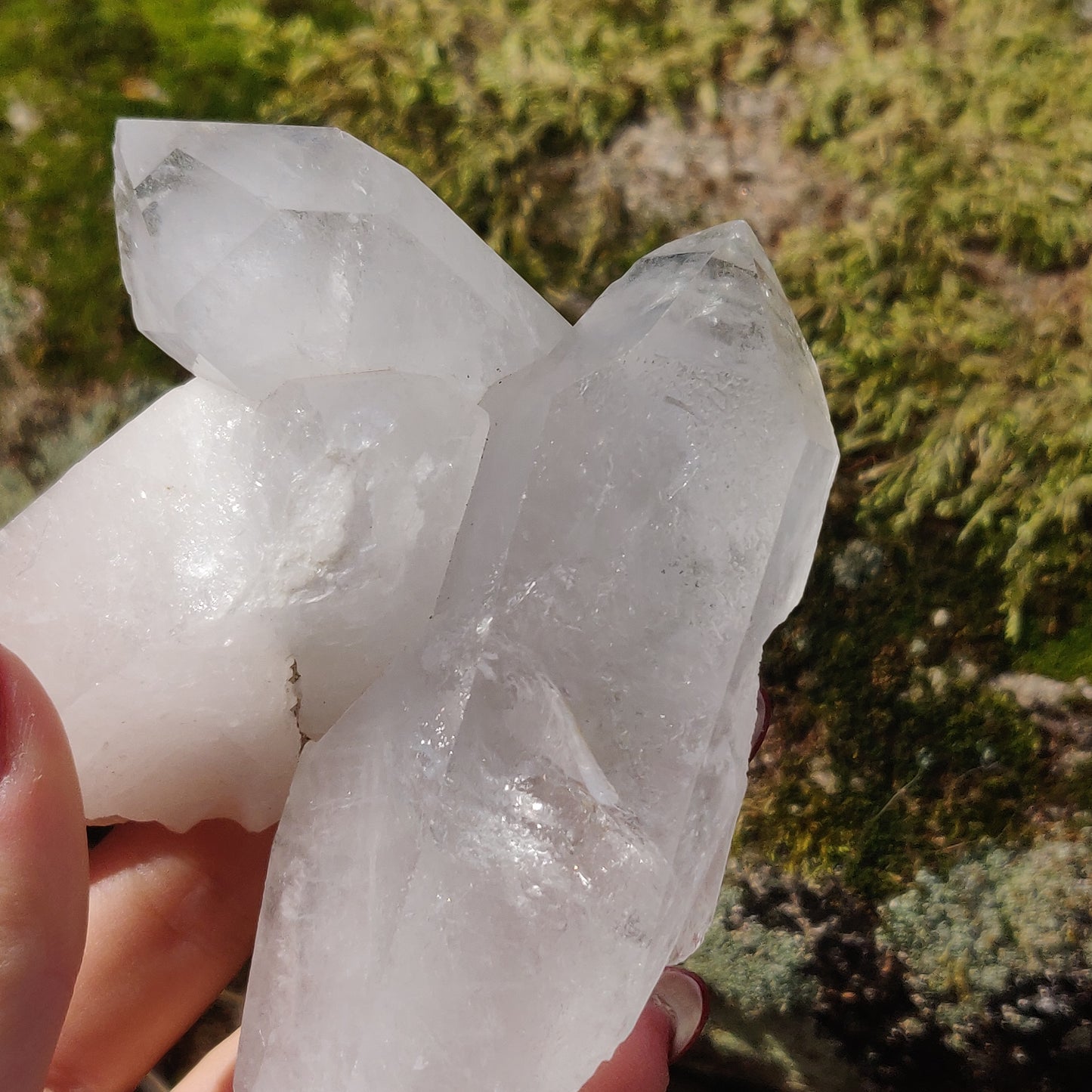 Raw Clear Quartz Cluster with Green Chlorite Inclusions (#A1)
