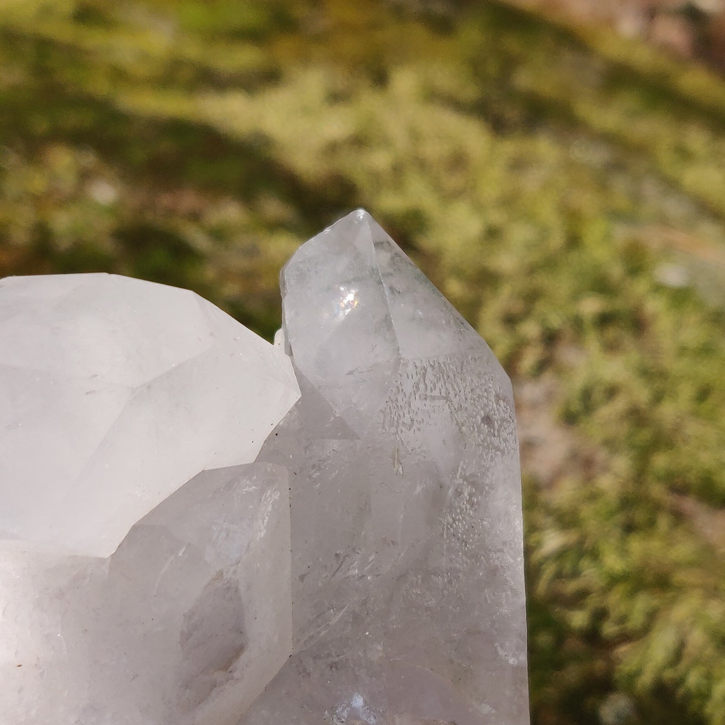 Raw Clear Quartz Cluster with Green Chlorite Inclusions (#A1)