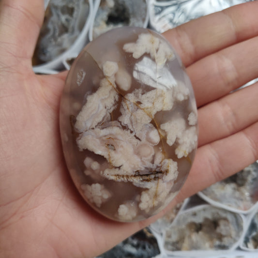 Flower Agate Palm Stone (#30)