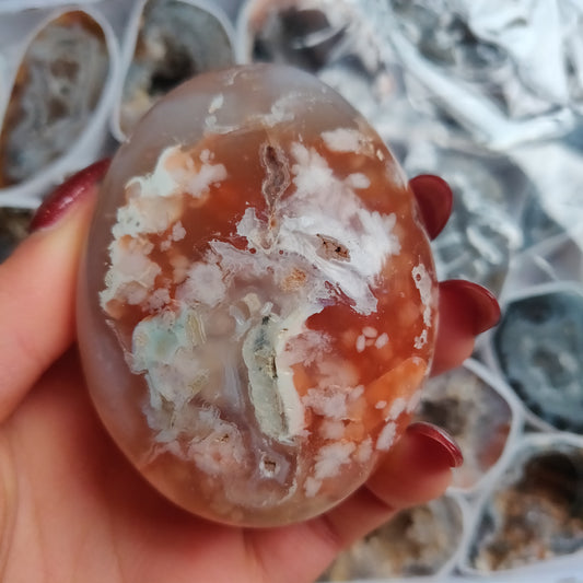 Flower Agate Palm Stone (#11)