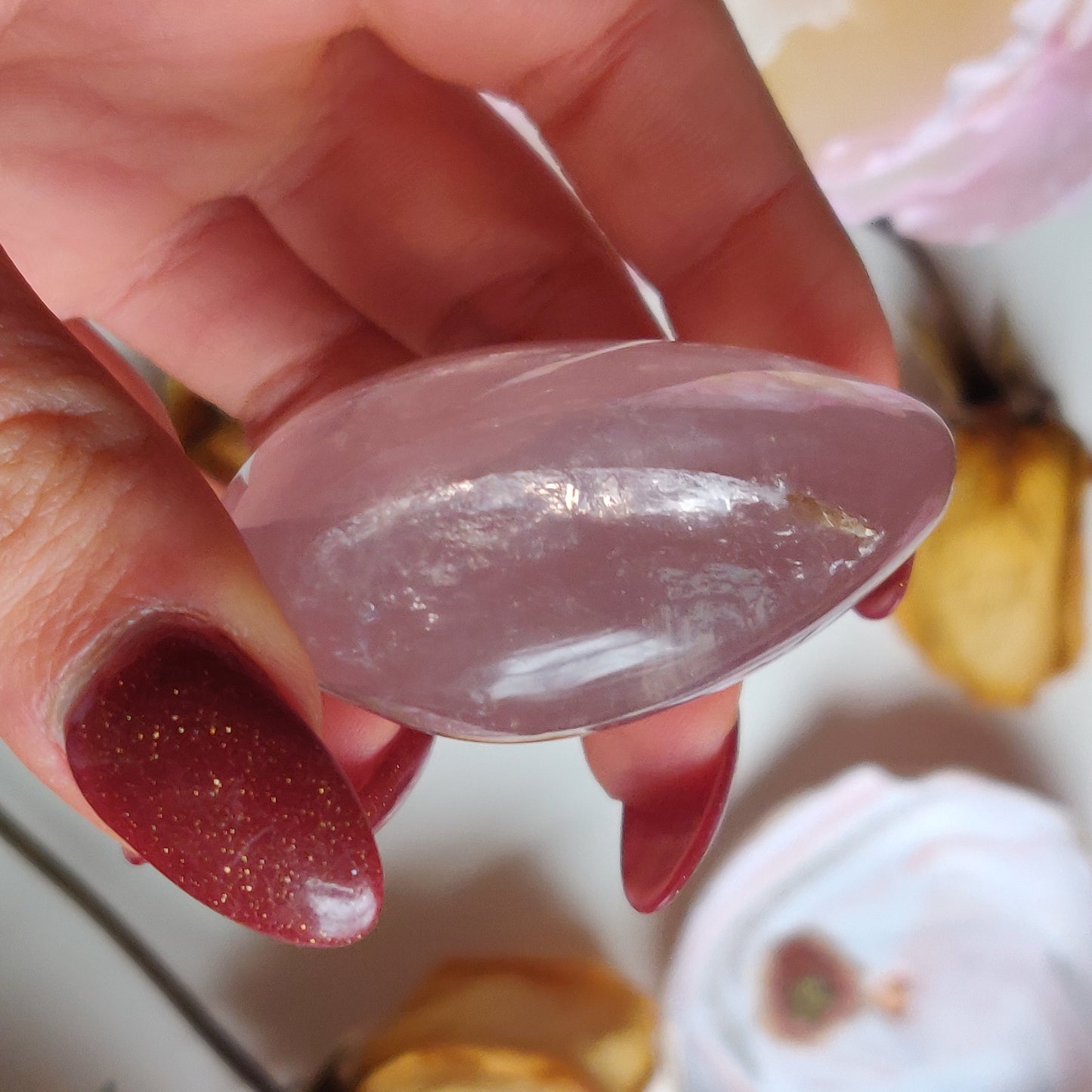 Rose Quartz Palm Stone (#1)