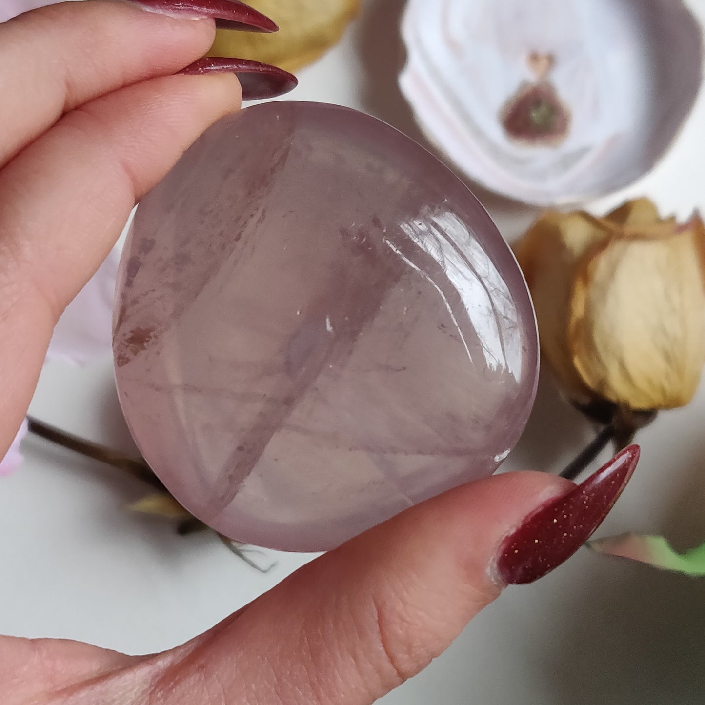 Rose Quartz Palm Stone (#1)