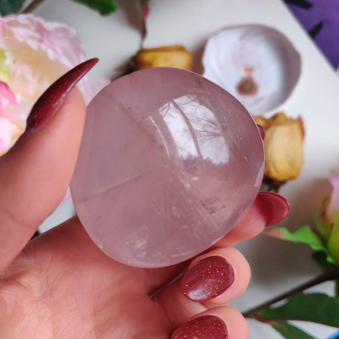 Rose Quartz Palm Stone (#1)