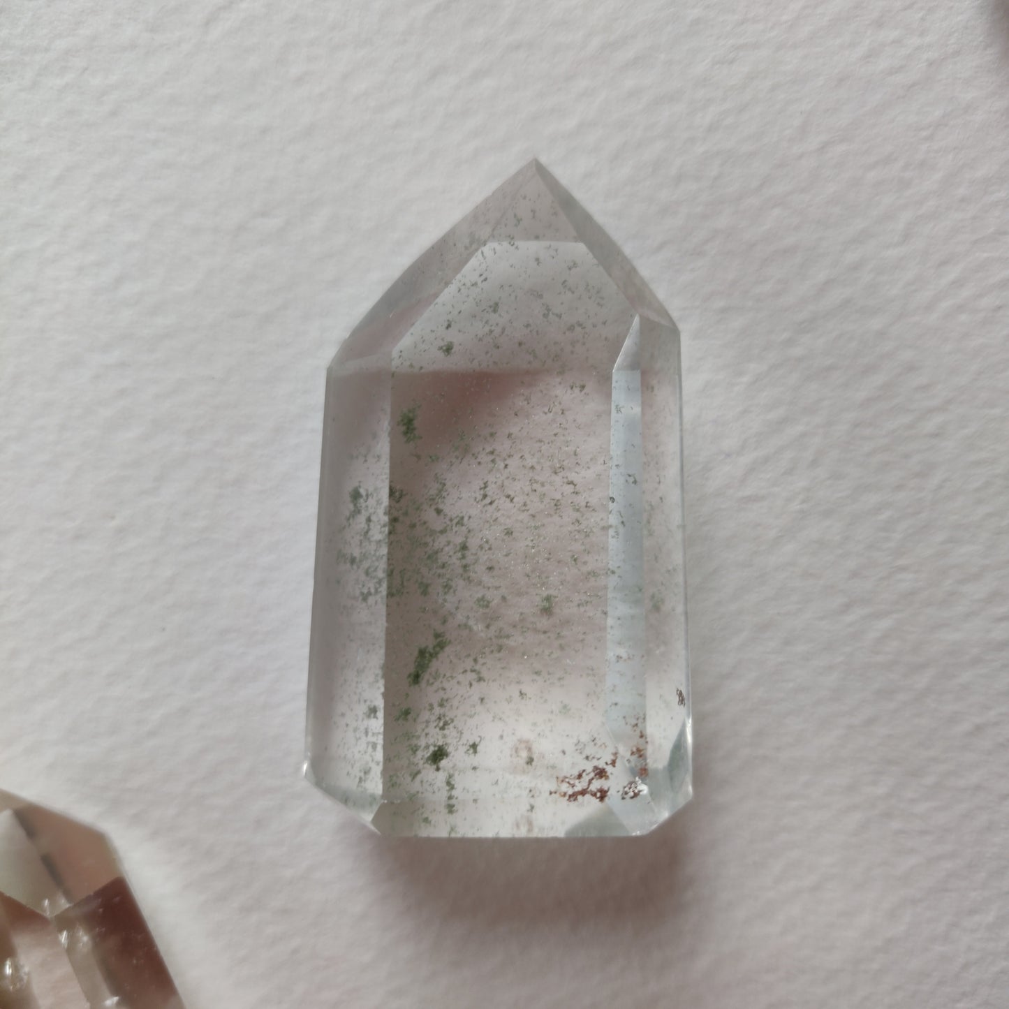 Garden Quartz Point, Lodolite Point with Green Chlorite Inclusions (#1A)