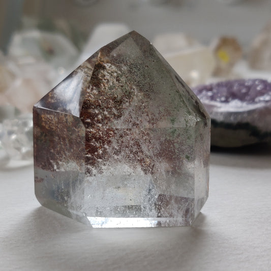 Garden Quartz Point, Lodolite Point with Green Chlorite Inclusions (#2A)