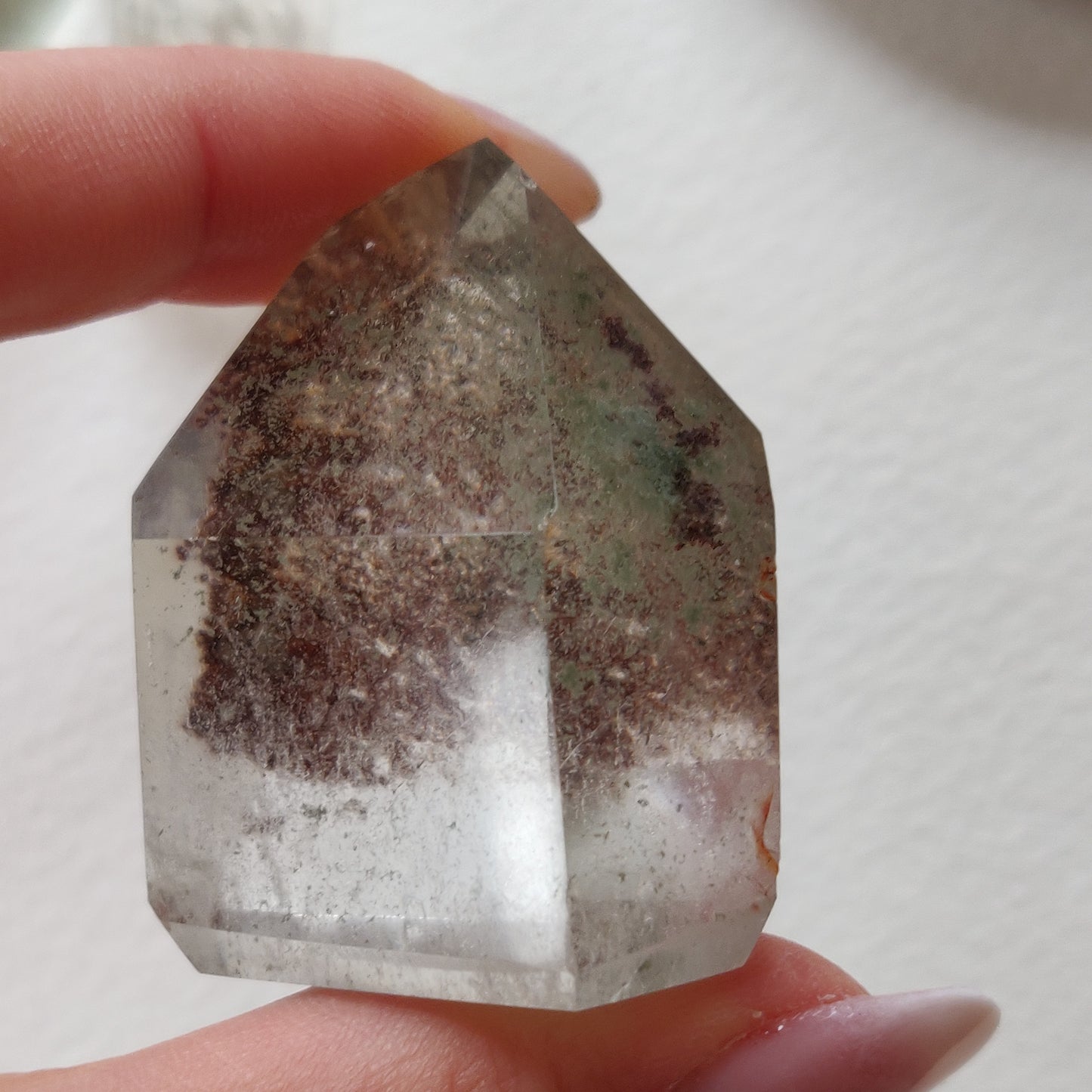 Garden Quartz Point, Lodolite Point with Green Chlorite Inclusions (#2A)