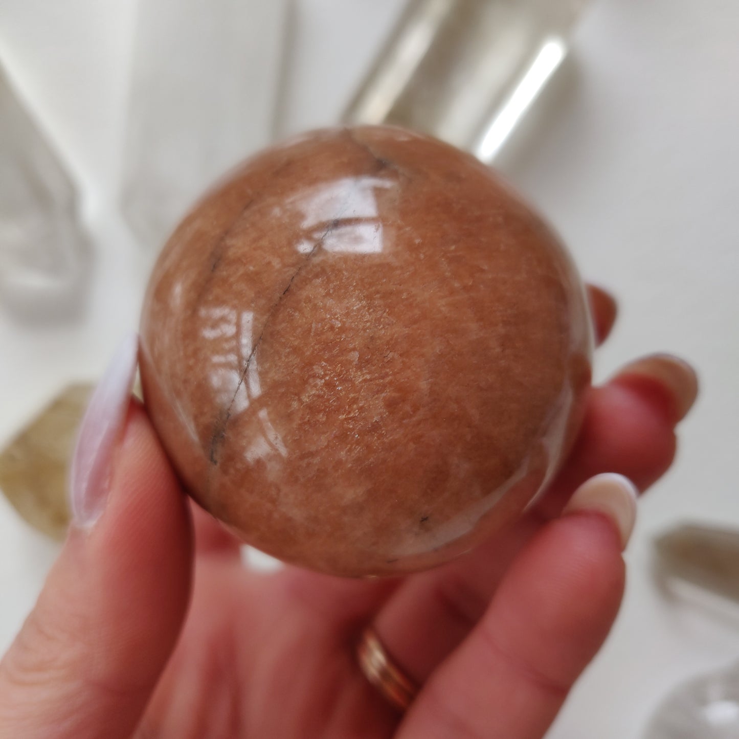 Peach Moonstone Sphere (#2)