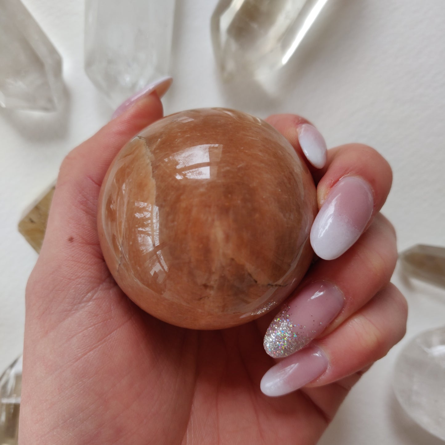 Peach Moonstone Sphere (#2)