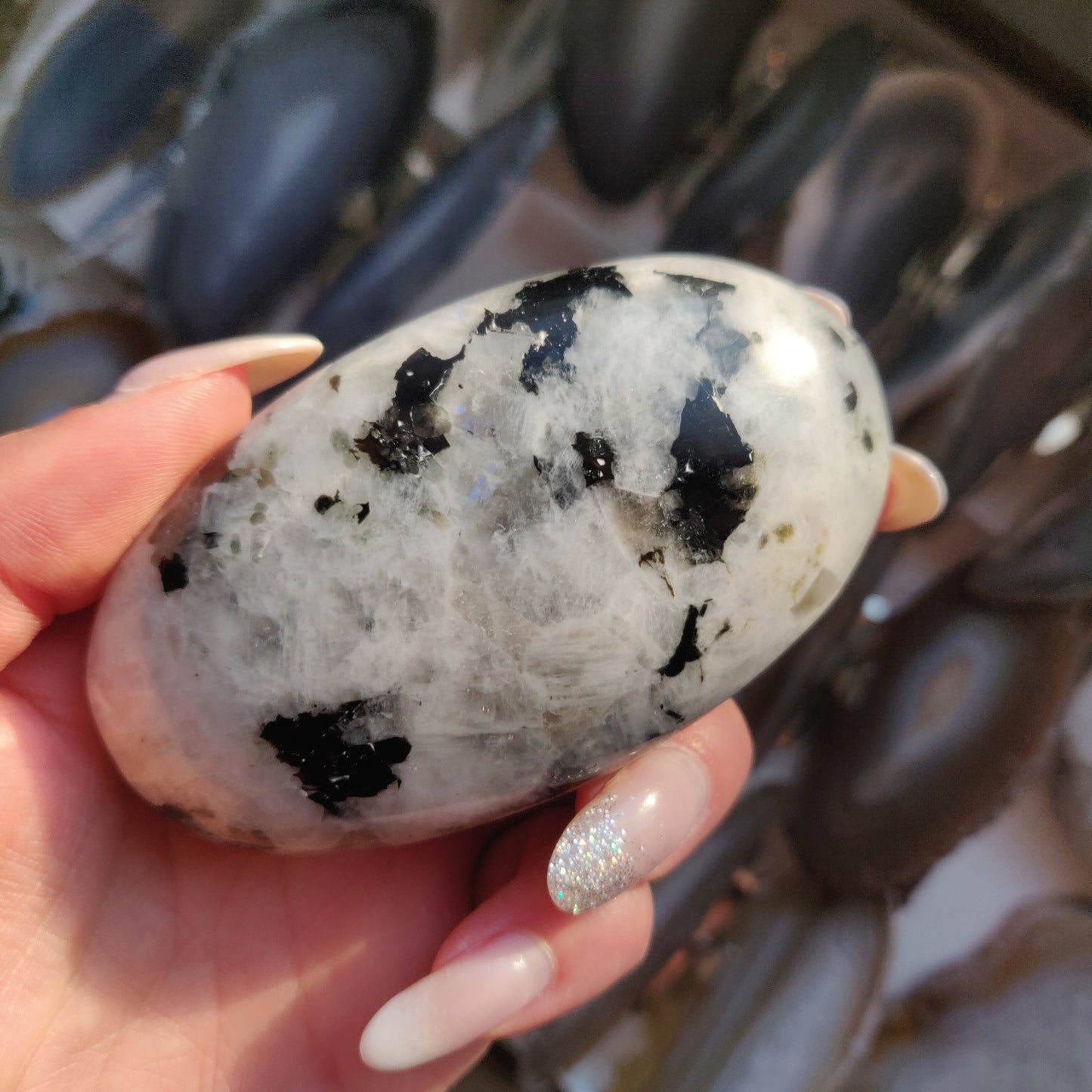 Rainbow Moonstone Palm Stone (#3)