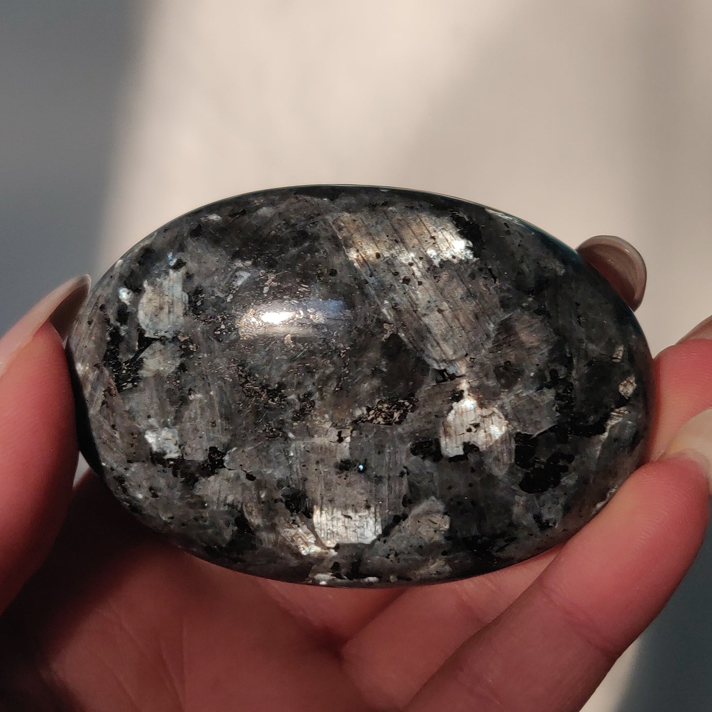 Larvikite Palm Stone (#4)