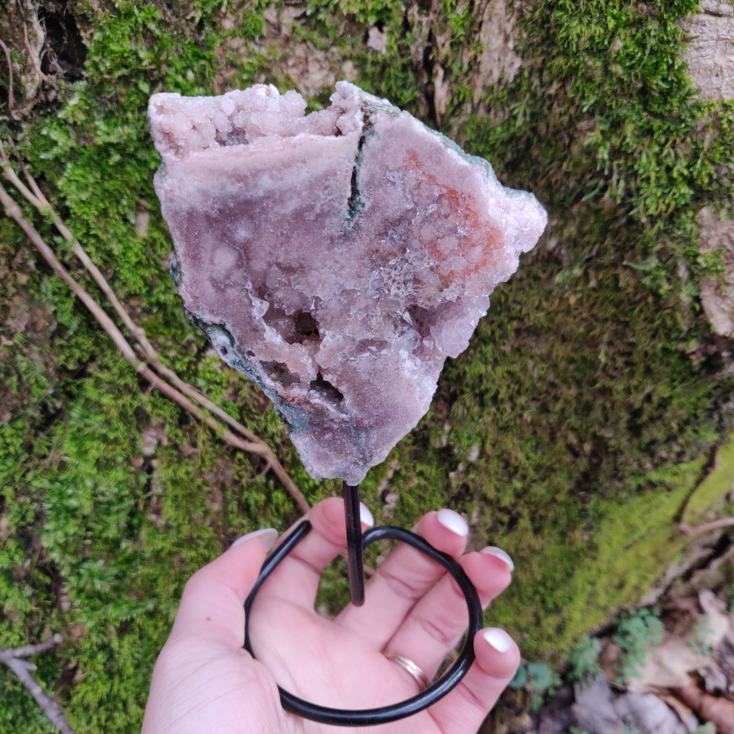 Pink Amethyst Slab on Metal Stand (#2) - Simply Affinity