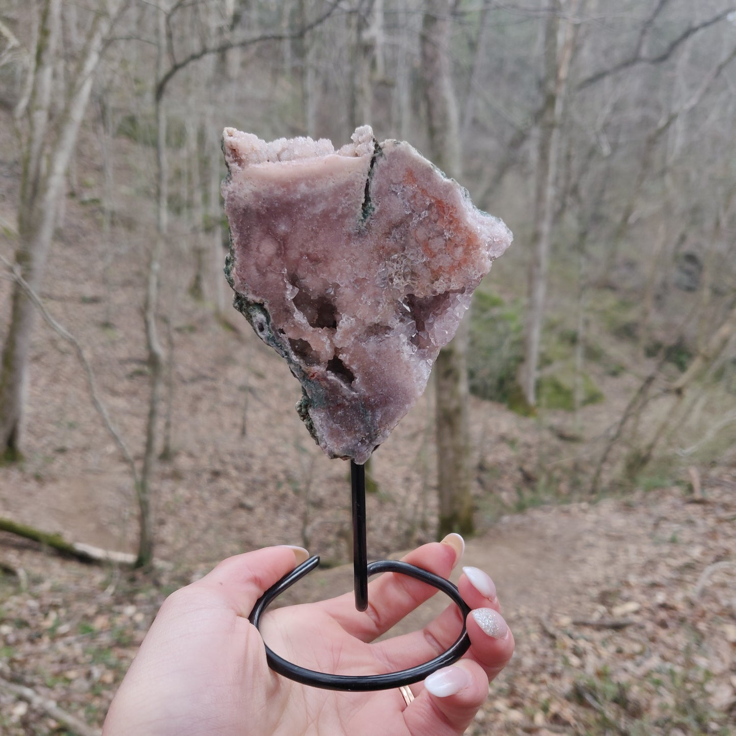 Pink Amethyst Slab on Metal Stand (#2) - Simply Affinity