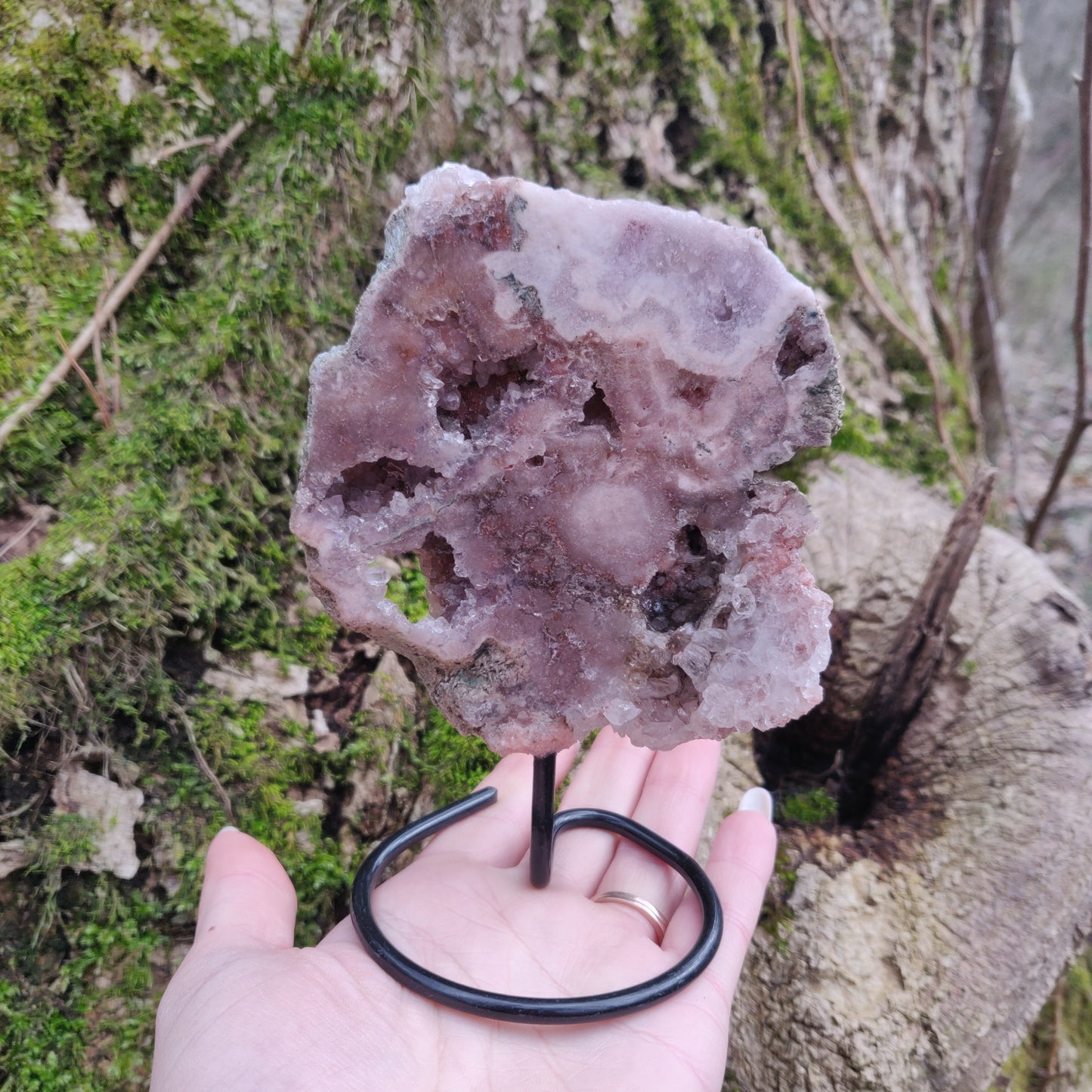 Pink Amethyst Slab on Metal Stand (#3) - Simply Affinity