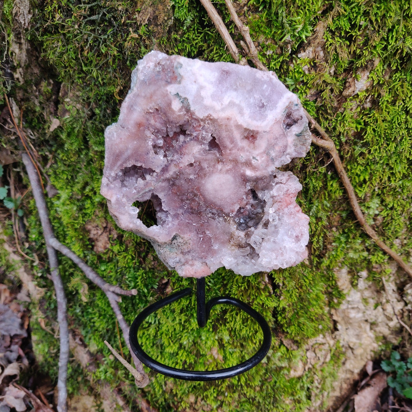 Pink Amethyst Slab on Metal Stand (#3) - Simply Affinity