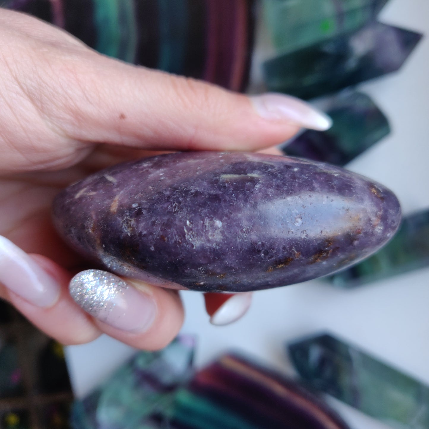 Lepidolite Palm Stone (#12)