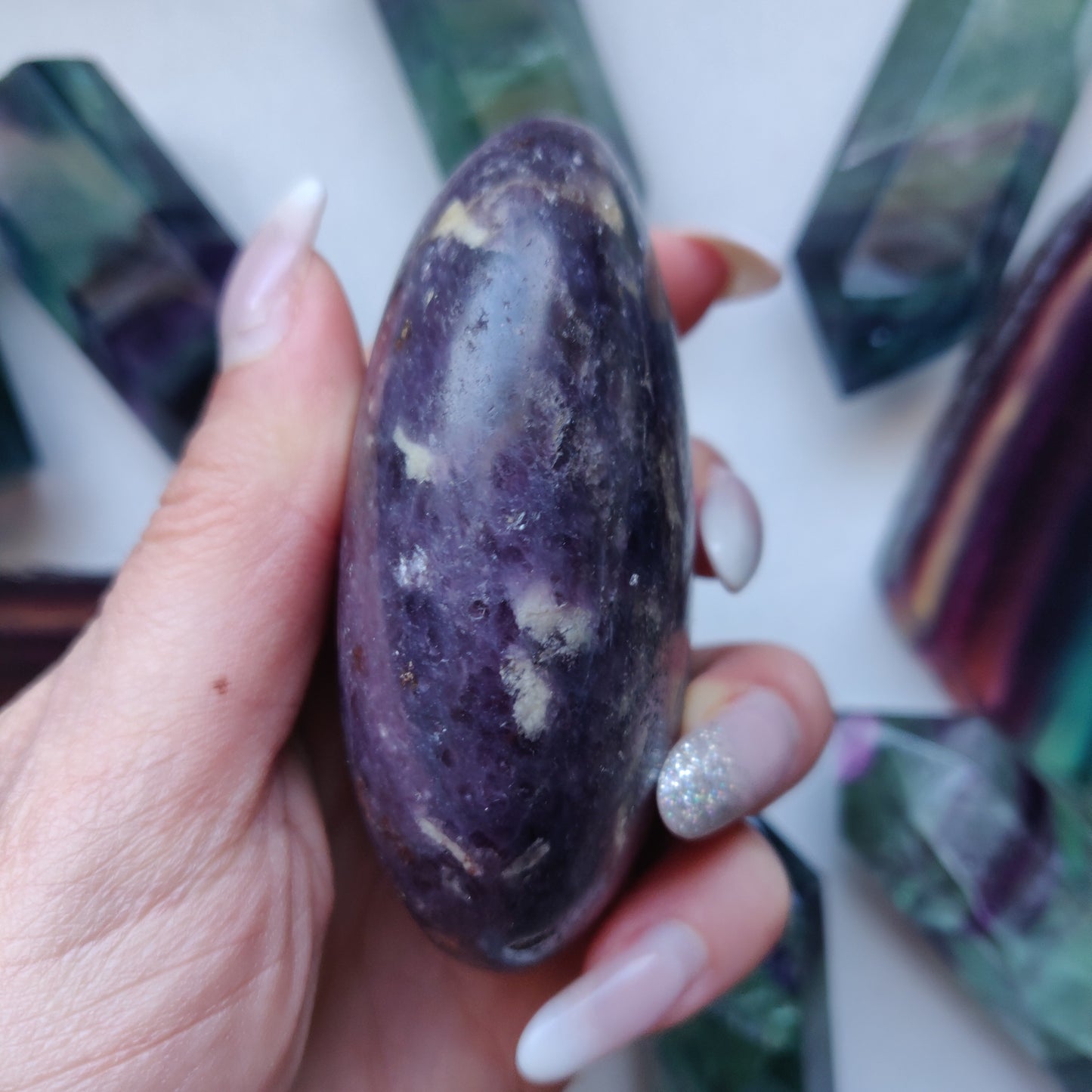 Lepidolite Palm Stone (#12)
