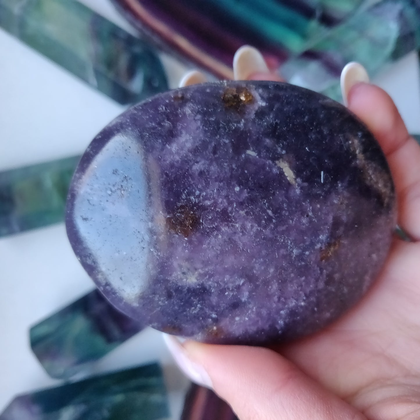 Lepidolite Palm Stone (#13)