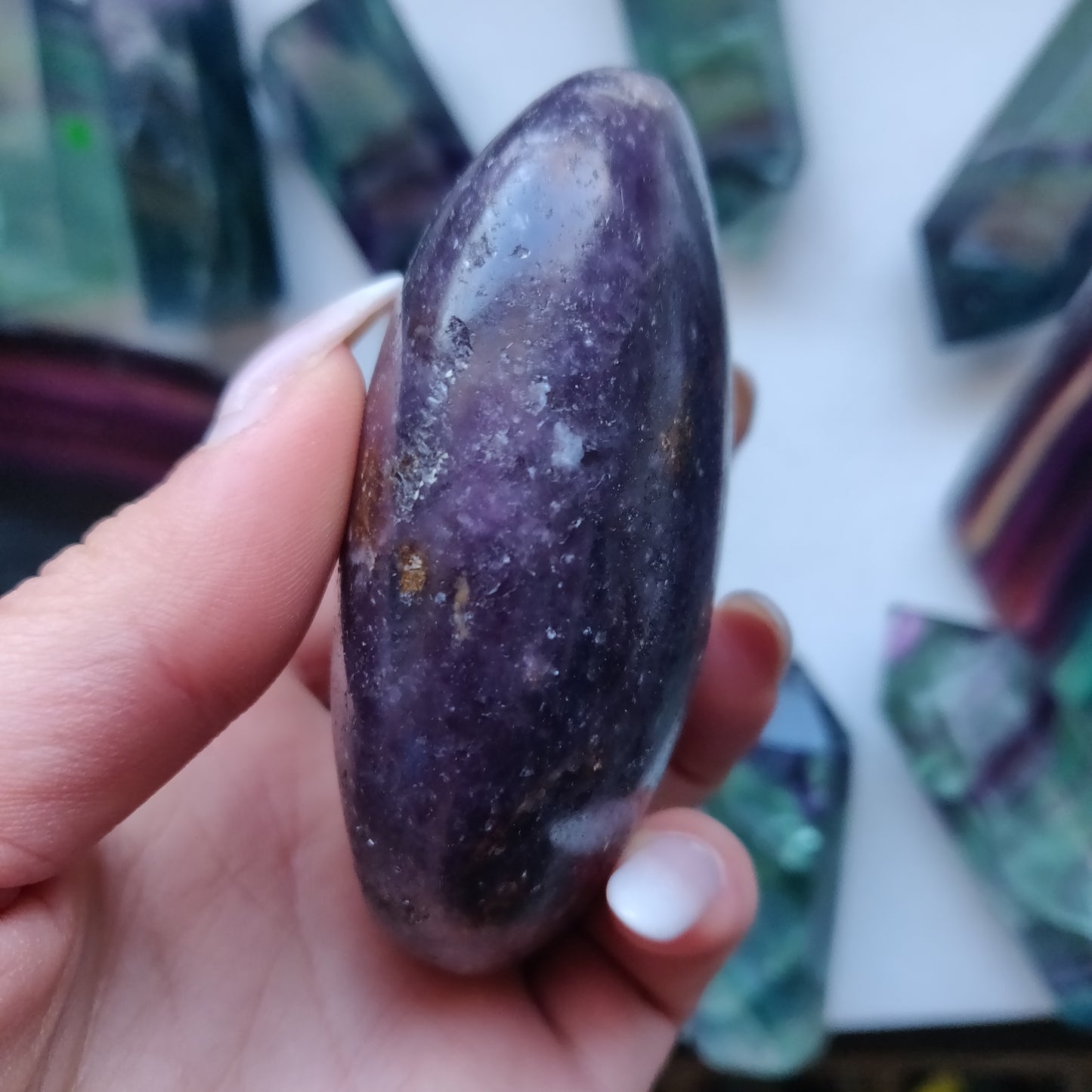 Lepidolite Palm Stone (#13)
