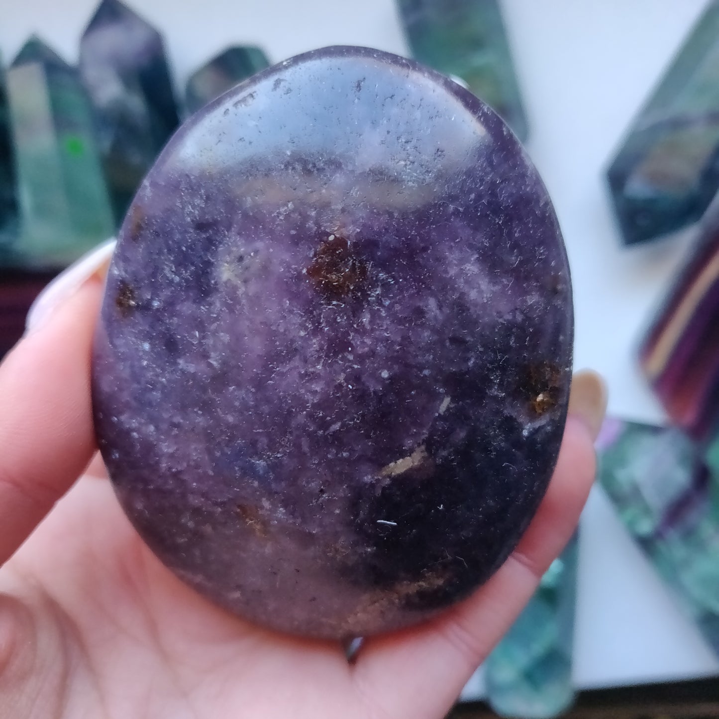 Lepidolite Palm Stone (#13)