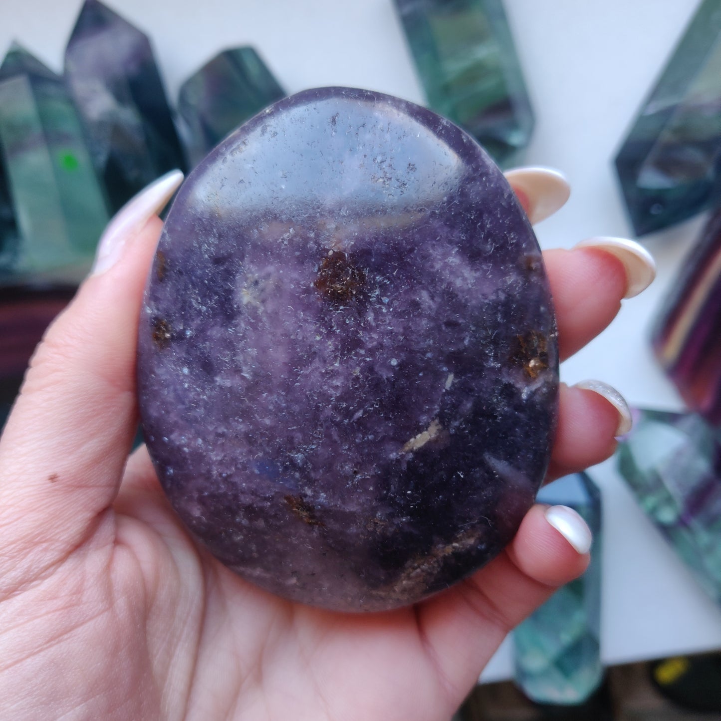 Lepidolite Palm Stone (#13)