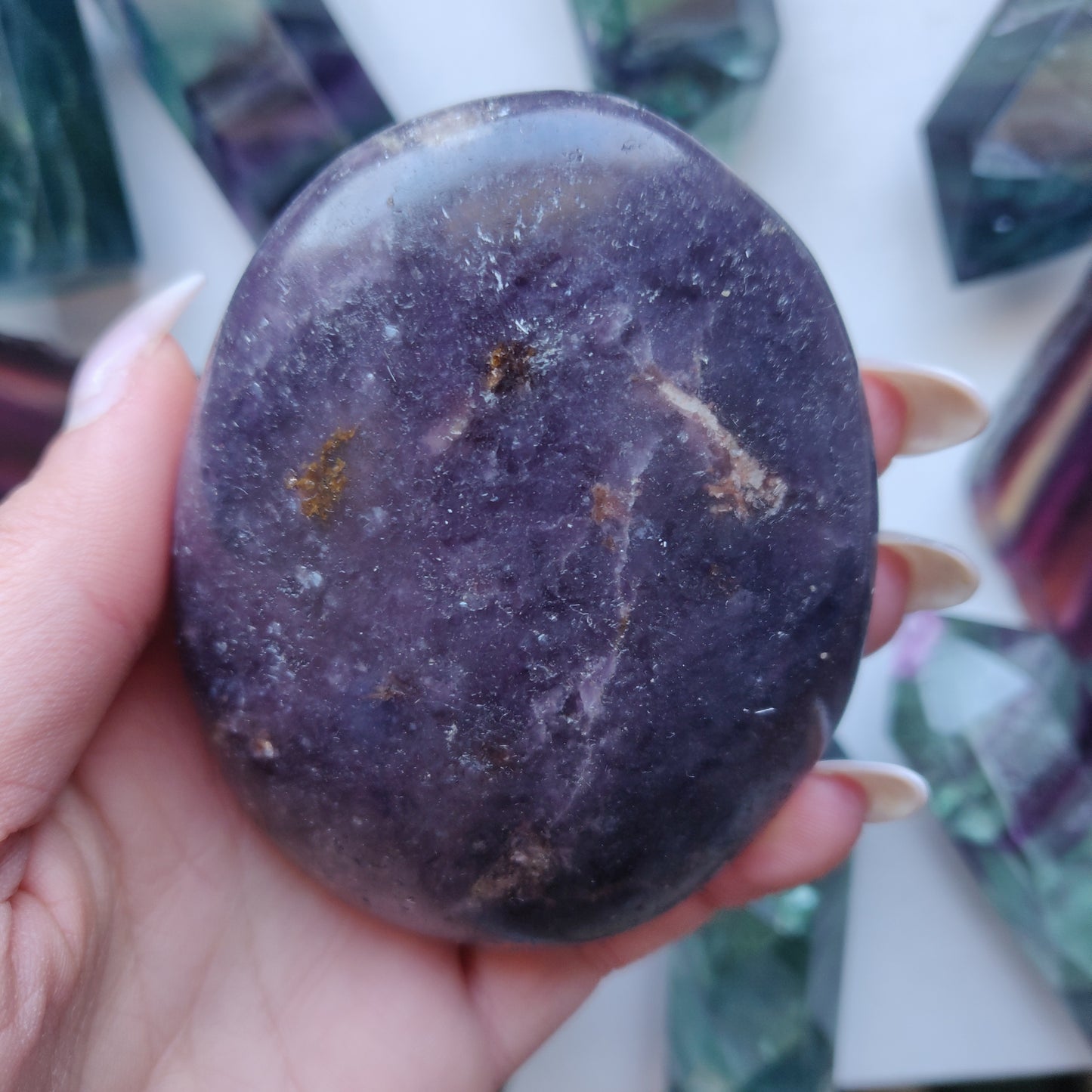 Lepidolite Palm Stone (#13)