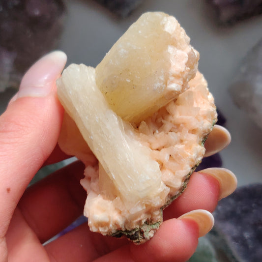 Heulandite and Peach Stillbite Cluster (#25)