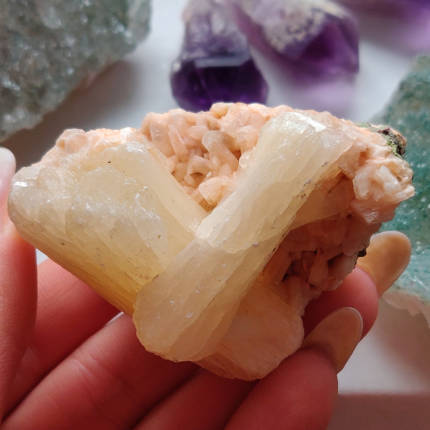 Heulandite and Peach Stillbite Cluster (#25)