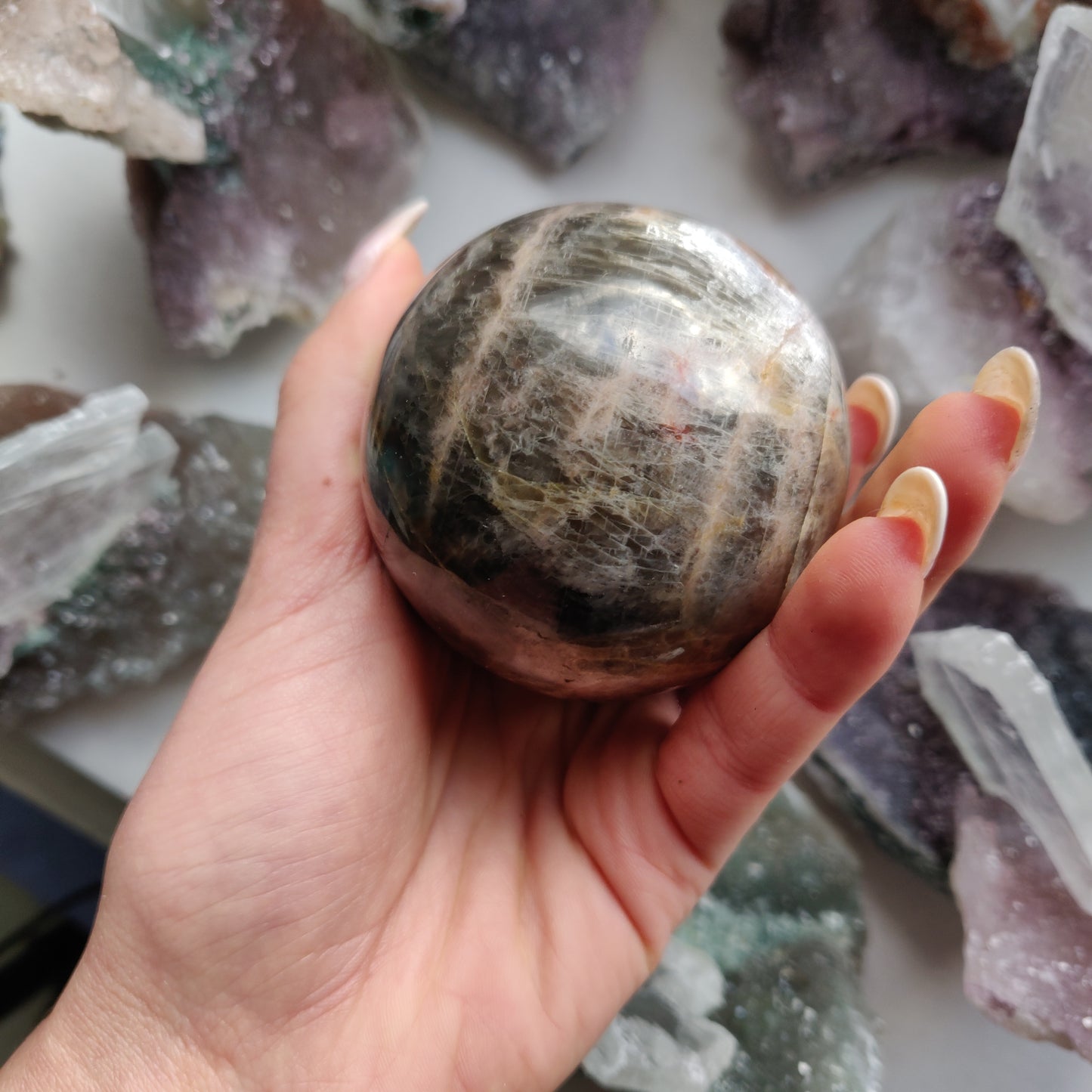 Large Black Moonstone Egg (#1)
