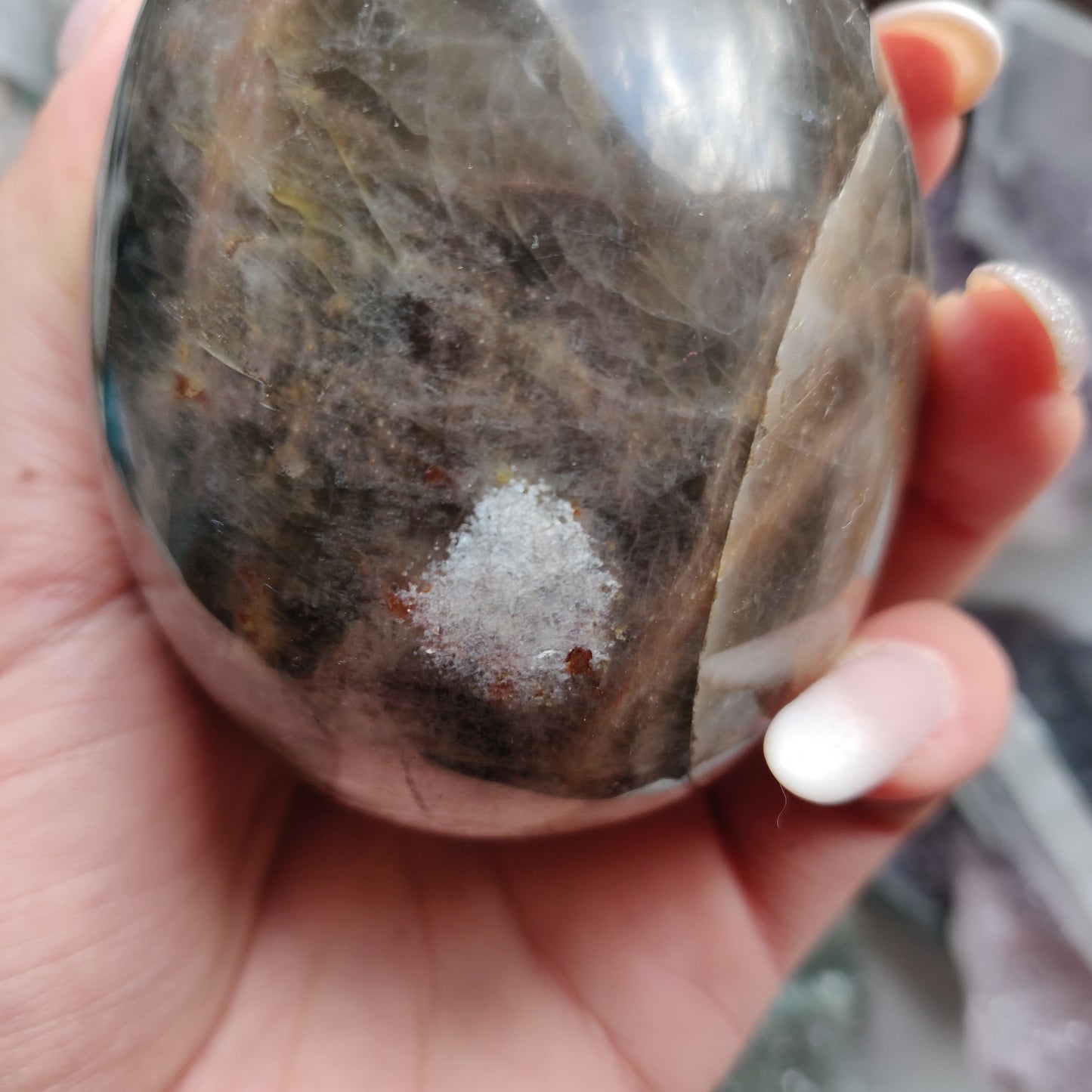 Large Black Moonstone Egg (#1)