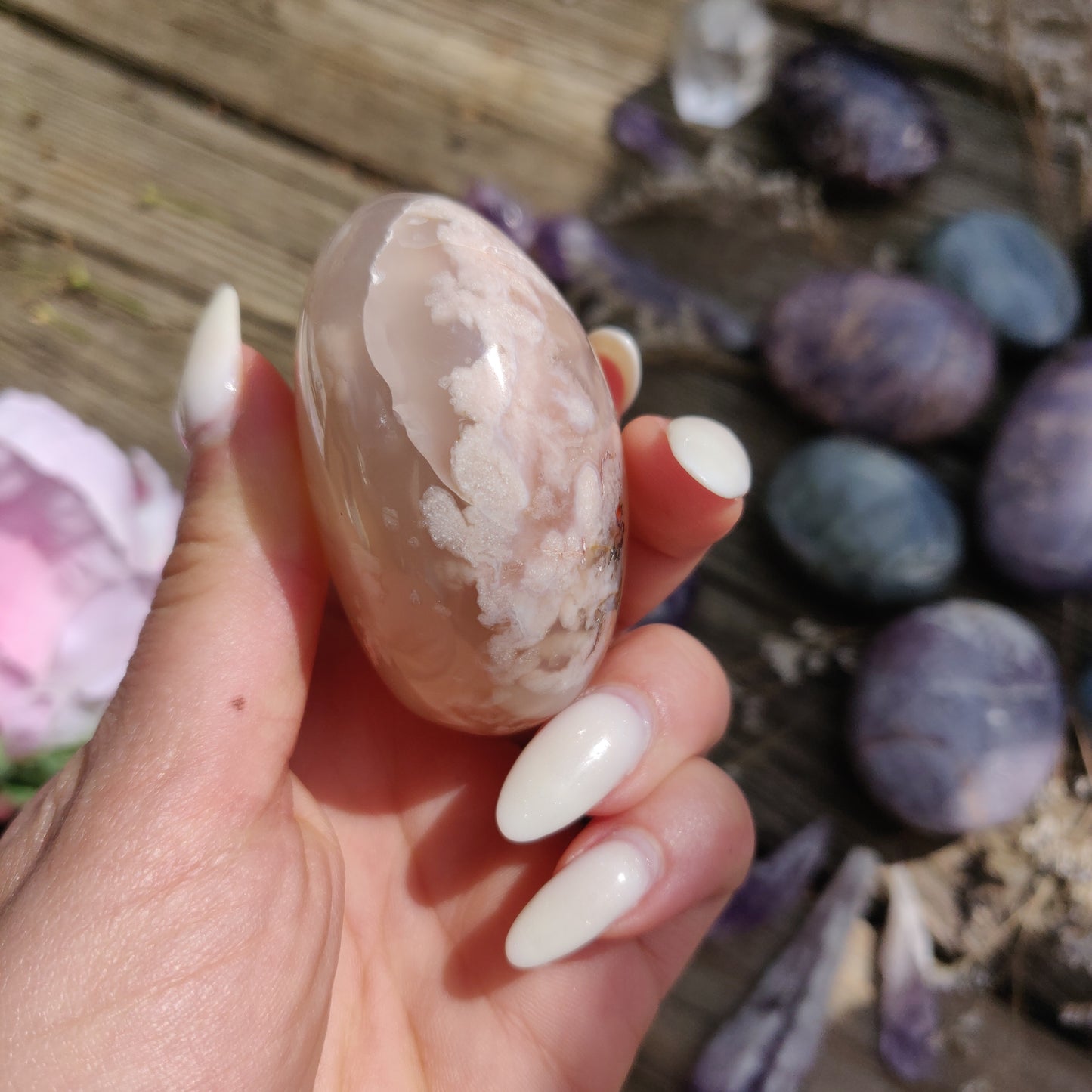 Flower Agate Palm Stone (#32)