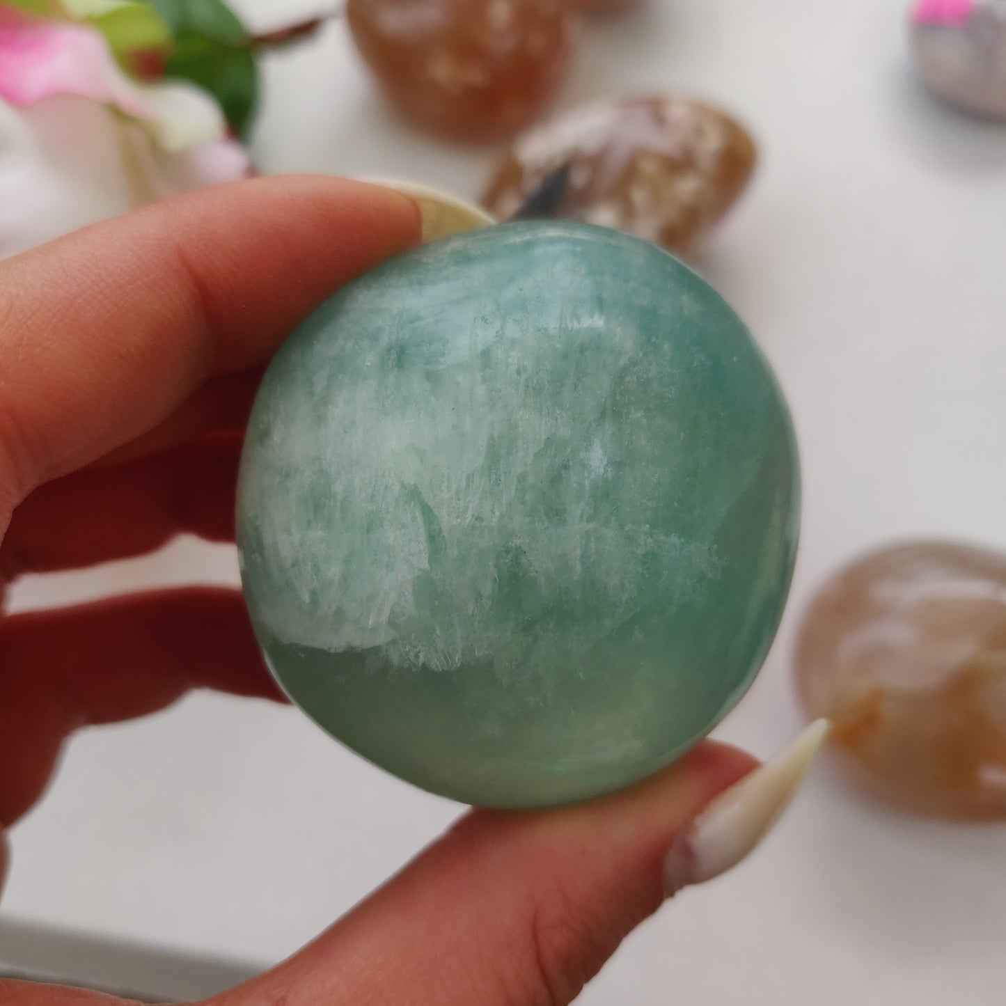 Fluorite Palm Stone (#8)