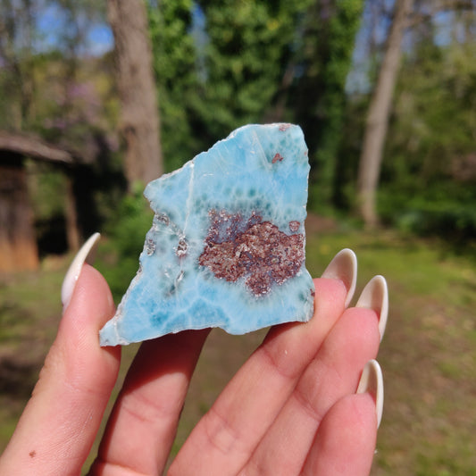 Self-Standing Polished Larimar Slab (#7)