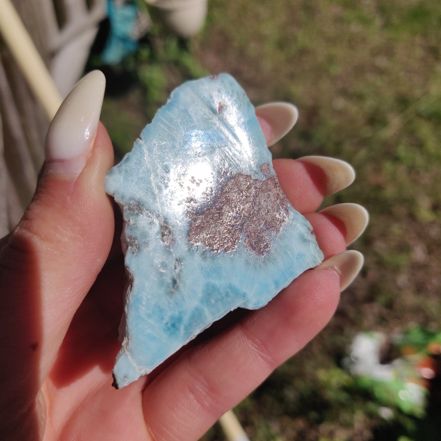 Self-Standing Polished Larimar Slab (#7)