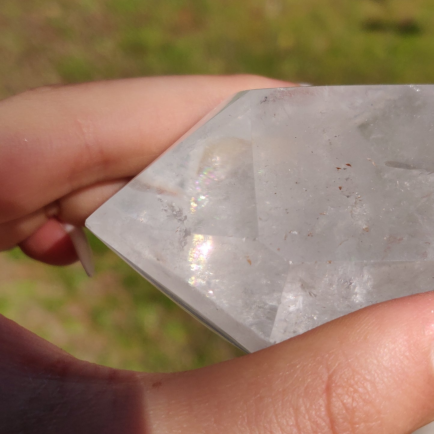Polished Double Terminated Clear Quartz Point with Inclusions (#6P)