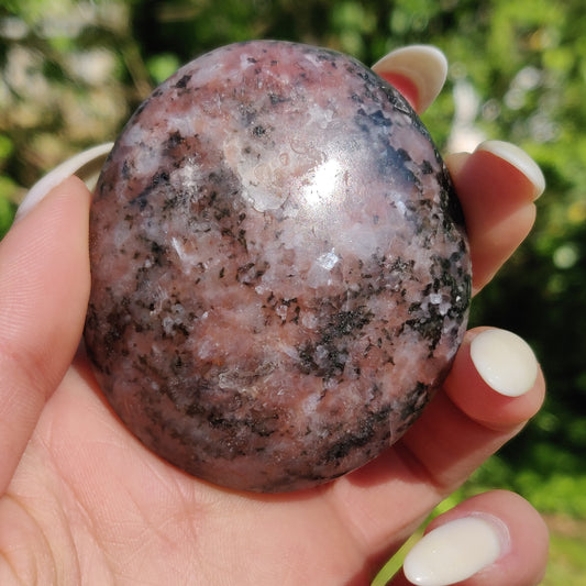 Rhodonite Palm Stone with Flash (#3)