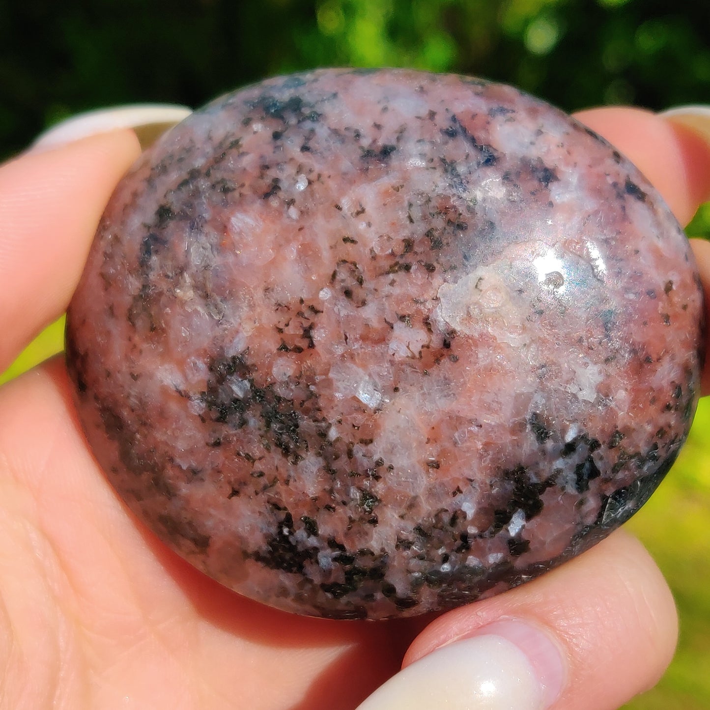 Rhodonite Palm Stone with Flash (#3)